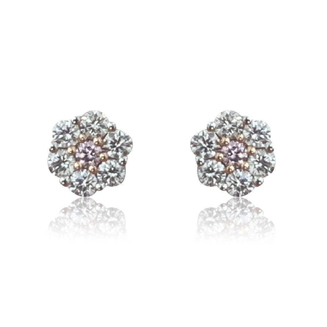 18kt White Gold Pink and White Diamond studs - Masterpiece Jewellery Opal & Gems Sydney Australia | Online Shop