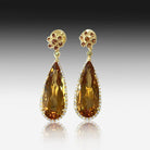 18kt Yellow Gold drop Citrine and diamond earrings - Masterpiece Jewellery Opal & Gems Sydney Australia | Online Shop
