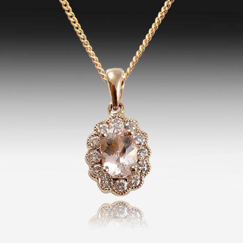 18kt Rose Gold Morganite and Diamond Pendant - Masterpiece Jewellery Opal & Gems Sydney Australia | Online Shop