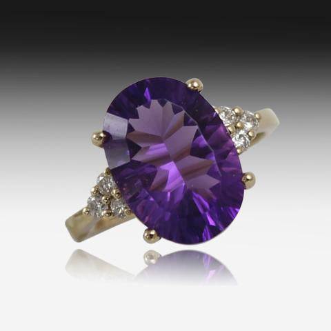 14KT YELLOW GOLD AMETHYST AND DIAMOND RING - Masterpiece Jewellery Opal & Gems Sydney Australia | Online Shop