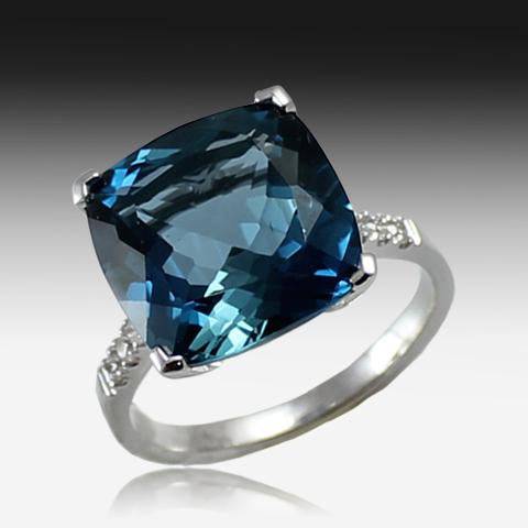 18kt Blue Topaz Diamond ring - Masterpiece Jewellery Opal & Gems Sydney Australia | Online Shop