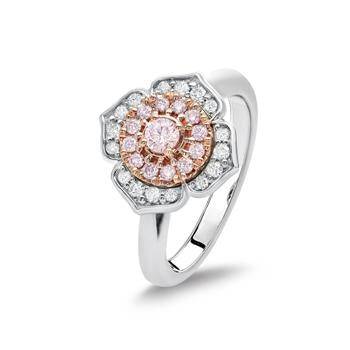 18kt Rose and White Gold cluster ring with Pink Diamond - Masterpiece Jewellery Opal & Gems Sydney Australia | Online Shop
