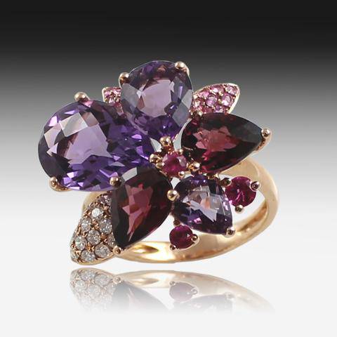 18KT ROSE GOLD AMETHYST AND RHODOLITE RING - Masterpiece Jewellery Opal & Gems Sydney Australia | Online Shop