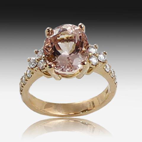 18kt Rose Gold Morganite and Diamond ring - Masterpiece Jewellery Opal & Gems Sydney Australia | Online Shop
