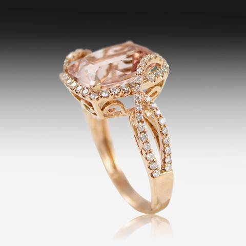 18kt Rose Gold Morganite and Diamond ring - Masterpiece Jewellery Opal & Gems Sydney Australia | Online Shop