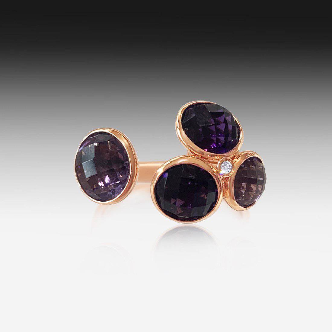 18kt Rose Gold split ring Amethyst ring - Masterpiece Jewellery Opal & Gems Sydney Australia | Online Shop