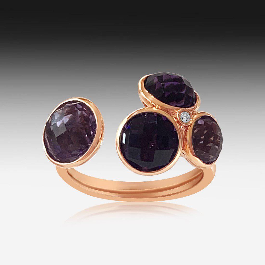 18kt Rose Gold split ring Amethyst ring - Masterpiece Jewellery Opal & Gems Sydney Australia | Online Shop