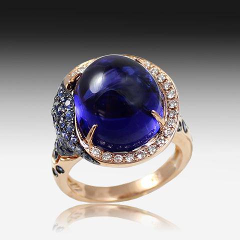 18kt Rose Gold Tanzanite, Sapphire and Diamond ring - Masterpiece Jewellery Opal & Gems Sydney Australia | Online Shop