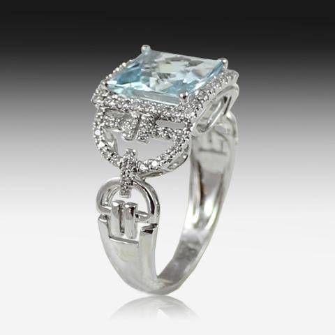 18kt White Gold Aquamarine Diamond ring - Masterpiece Jewellery Opal & Gems Sydney Australia | Online Shop