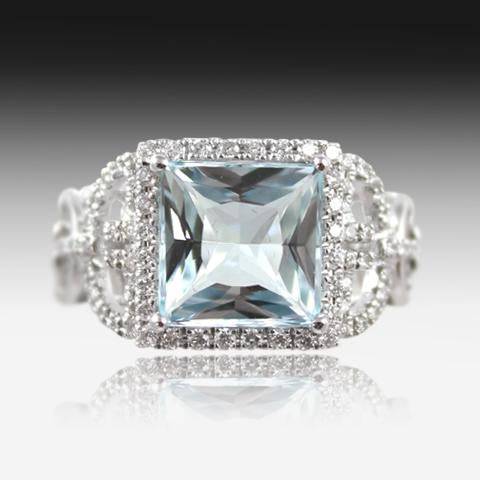 18kt White Gold Aquamarine Diamond ring - Masterpiece Jewellery Opal & Gems Sydney Australia | Online Shop