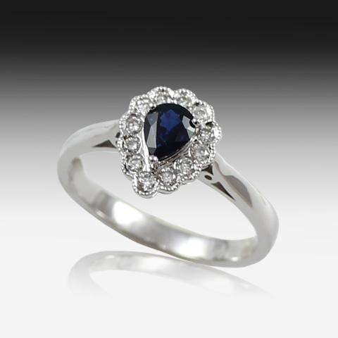 18kt White Gold Australian Sapphire and Diamond ring - Masterpiece Jewellery Opal & Gems Sydney Australia | Online Shop