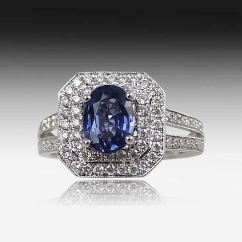 18kt White Gold Blue Sapphire and Diamond ring - Masterpiece Jewellery Opal & Gems Sydney Australia | Online Shop