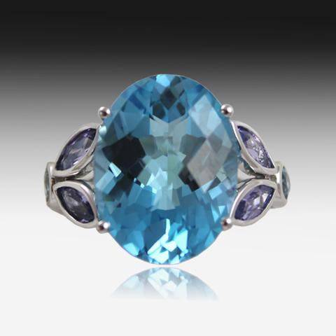 18KT WHITE GOLD BLUE TOPAZ AND TANZANITE RING - Masterpiece Jewellery Opal & Gems Sydney Australia | Online Shop