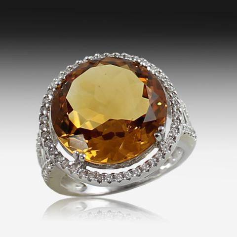 18kt White Gold Citrine and diamond ring - Masterpiece Jewellery Opal & Gems Sydney Australia | Online Shop