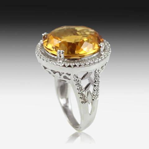 18kt White Gold Citrine and diamond ring - Masterpiece Jewellery Opal & Gems Sydney Australia | Online Shop
