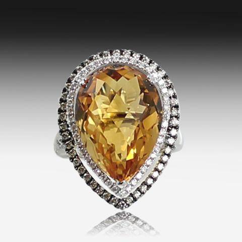 18kt White Gold Citrine and Diamond ring - Masterpiece Jewellery Opal & Gems Sydney Australia | Online Shop