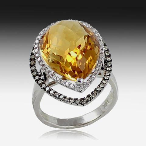 18kt White Gold Citrine and Diamond ring - Masterpiece Jewellery Opal & Gems Sydney Australia | Online Shop
