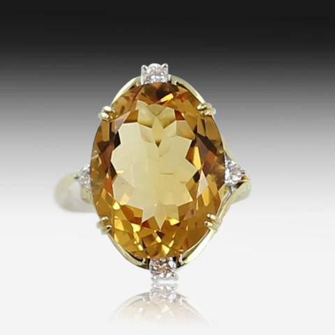 18kt White Gold Citrine ring and Diamond - Masterpiece Jewellery Opal & Gems Sydney Australia | Online Shop