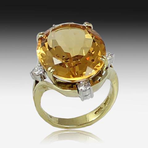 18kt White Gold Citrine ring and Diamond - Masterpiece Jewellery Opal & Gems Sydney Australia | Online Shop