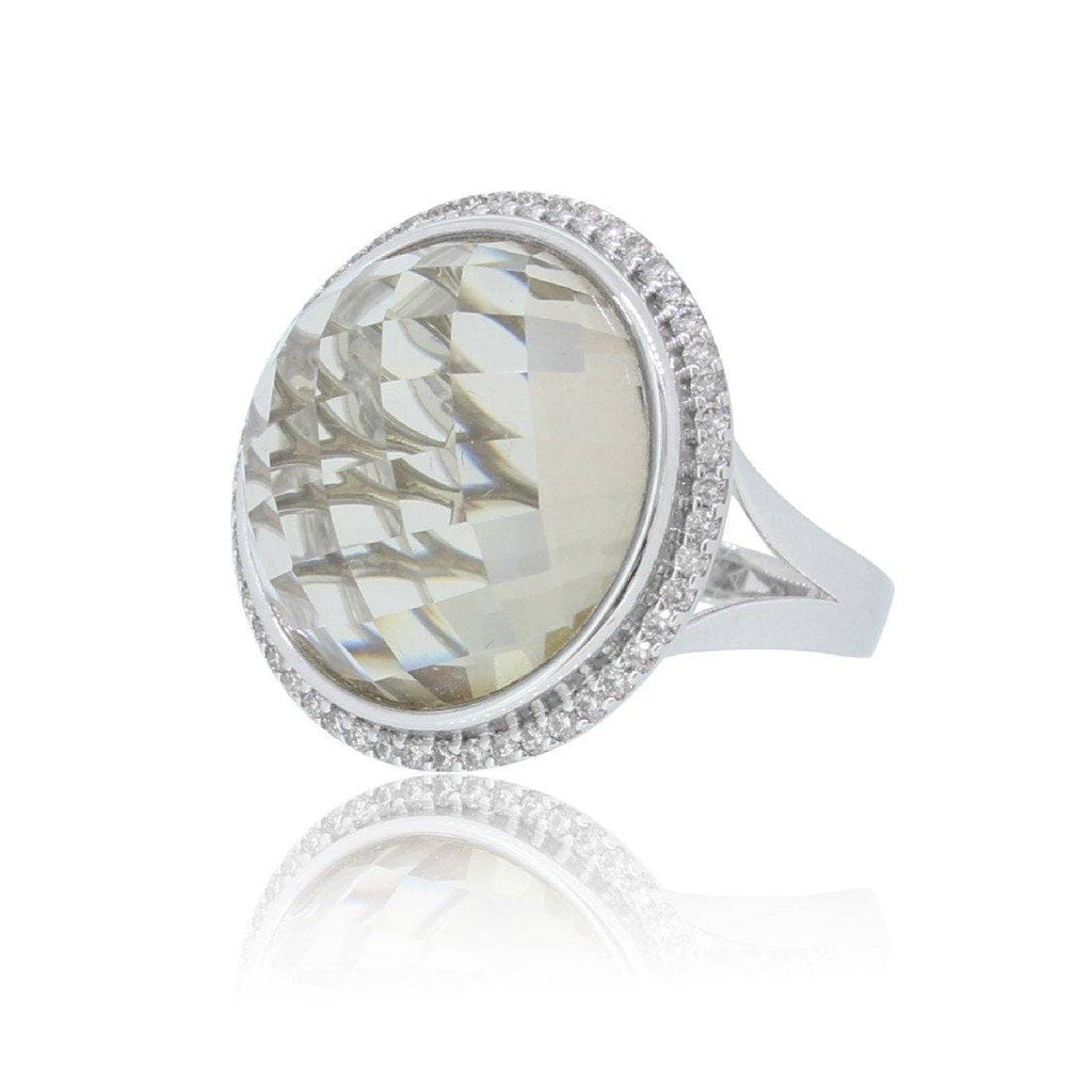 18kt White Gold Quartz and diamond ring - Masterpiece Jewellery Opal & Gems Sydney Australia | Online Shop