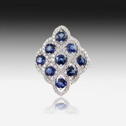 18kt White Gold Sapphire and Diamond ring - Masterpiece Jewellery Opal & Gems Sydney Australia | Online Shop