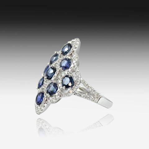 18kt White Gold Sapphire and Diamond ring - Masterpiece Jewellery Opal & Gems Sydney Australia | Online Shop