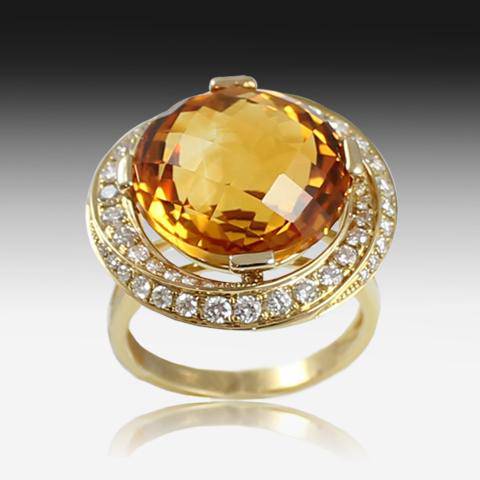 18kt Yellow Gold Citrine and Diamond ring - Masterpiece Jewellery Opal & Gems Sydney Australia | Online Shop