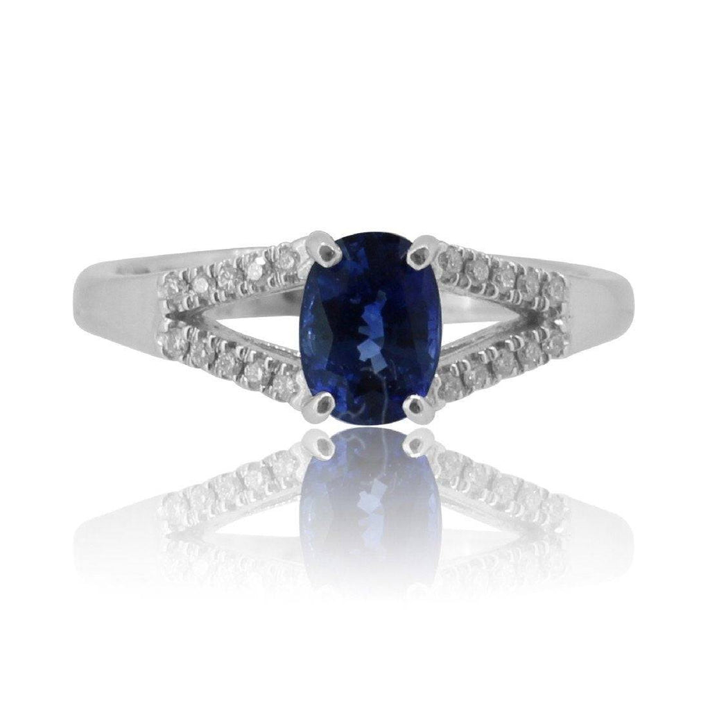 9kt White Gold Blue Sapphire and Diamond ring - Masterpiece Jewellery Opal & Gems Sydney Australia | Online Shop