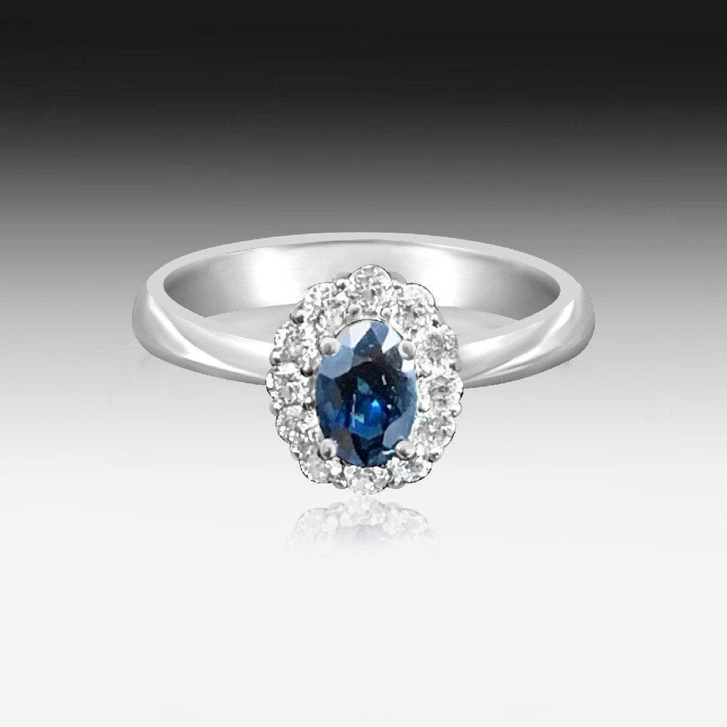 9kt White Gold Sapphire and Diamond Cluster ring - Masterpiece Jewellery Opal & Gems Sydney Australia | Online Shop