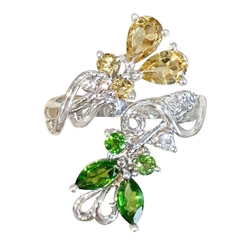 Sterling Silver Citrine and Green Diopside ring - Masterpiece Jewellery Opal & Gems Sydney Australia | Online Shop