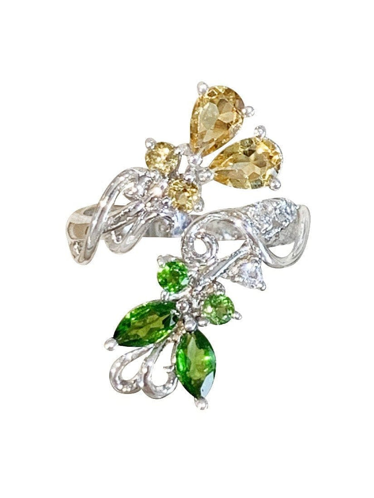 Sterling Silver Citrine and Green Diopside ring - Masterpiece Jewellery Opal & Gems Sydney Australia | Online Shop