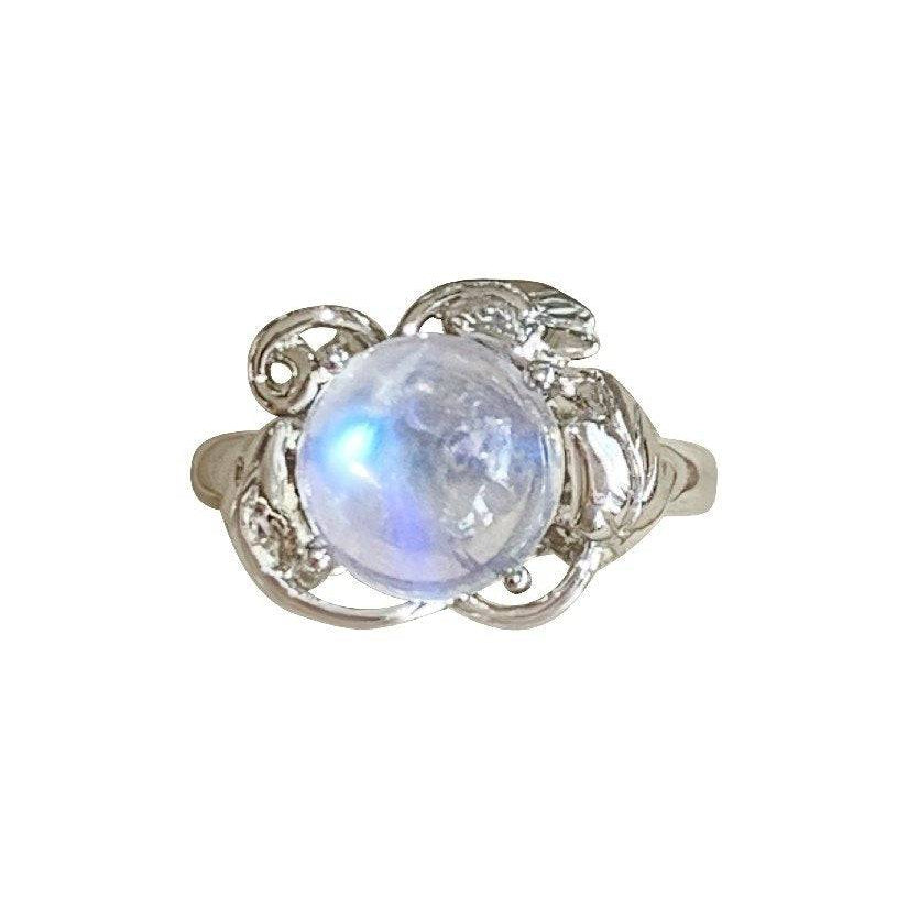 Sterling Silver leaf pattern Moonstone ring - Masterpiece Jewellery Opal & Gems Sydney Australia | Online Shop