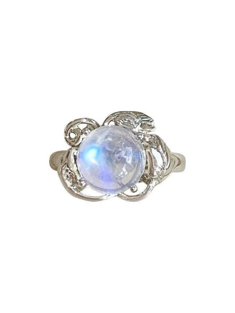 Sterling Silver leaf pattern Moonstone ring - Masterpiece Jewellery Opal & Gems Sydney Australia | Online Shop