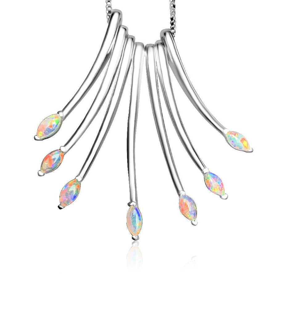18kt White Gold Fan designer Opal pendant - Masterpiece Jewellery Opal & Gems Sydney Australia | Online Shop