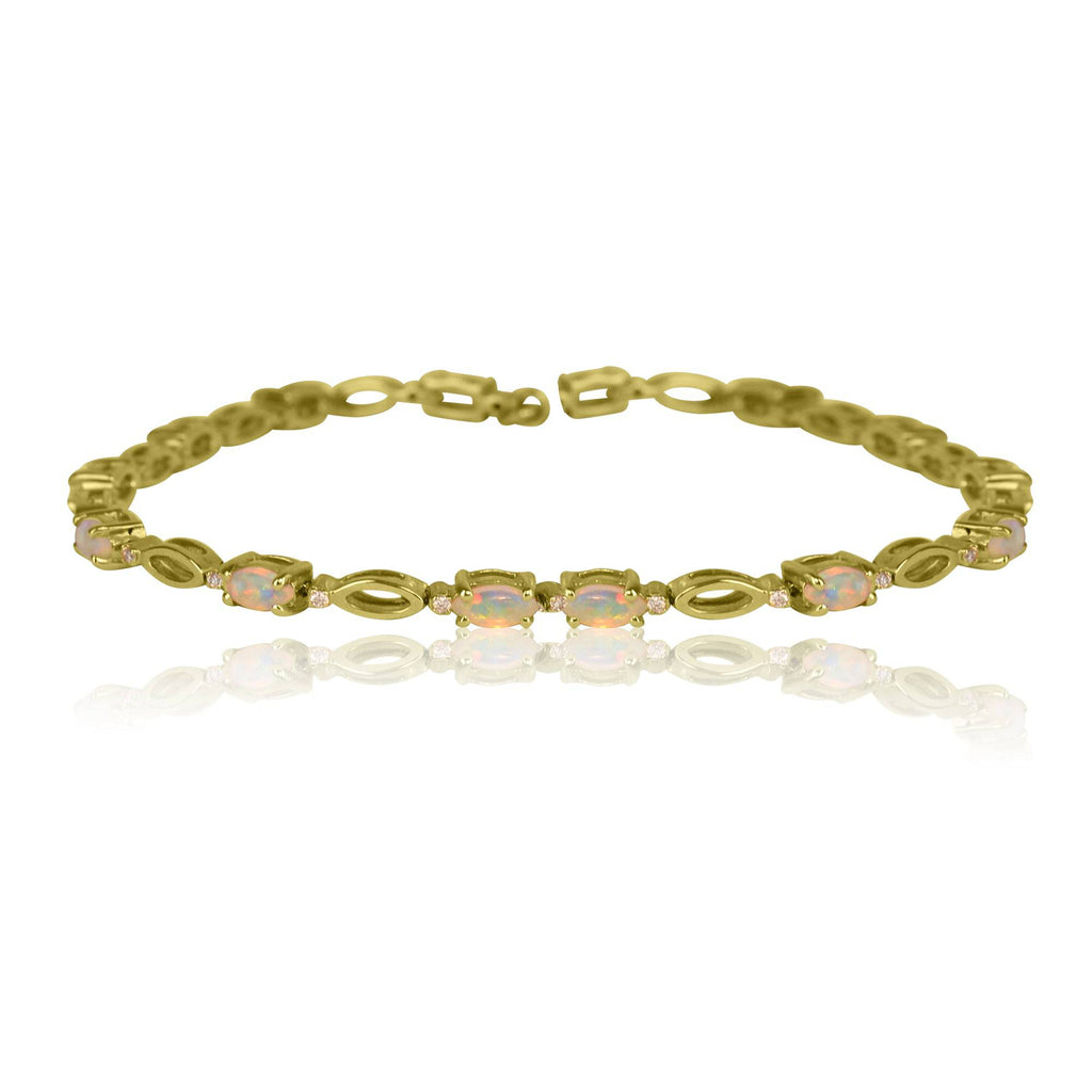 14kt Yellow Gold Opal and Diamond bracelet - Masterpiece Jewellery Opal & Gems Sydney Australia | Online Shop