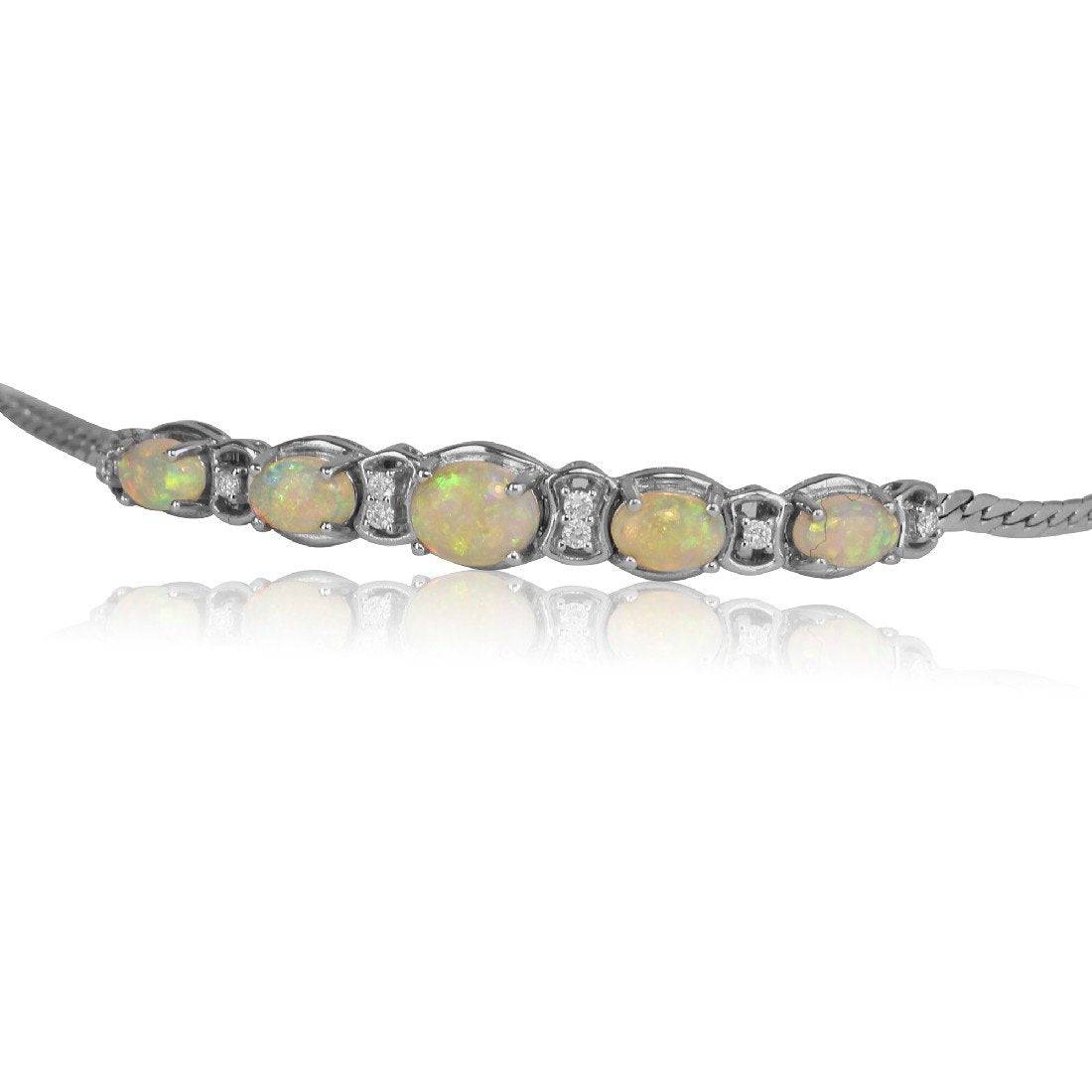 18kt White Gold Opal and Diamond bracelet - Masterpiece Jewellery Opal & Gems Sydney Australia | Online Shop