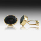 18kt Yellow Gold Black Opal cufflinks - Masterpiece Jewellery Opal & Gems Sydney Australia | Online Shop