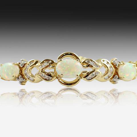 18kt Yellow Gold Opal and Diamond bracelet - Masterpiece Jewellery Opal & Gems Sydney Australia | Online Shop