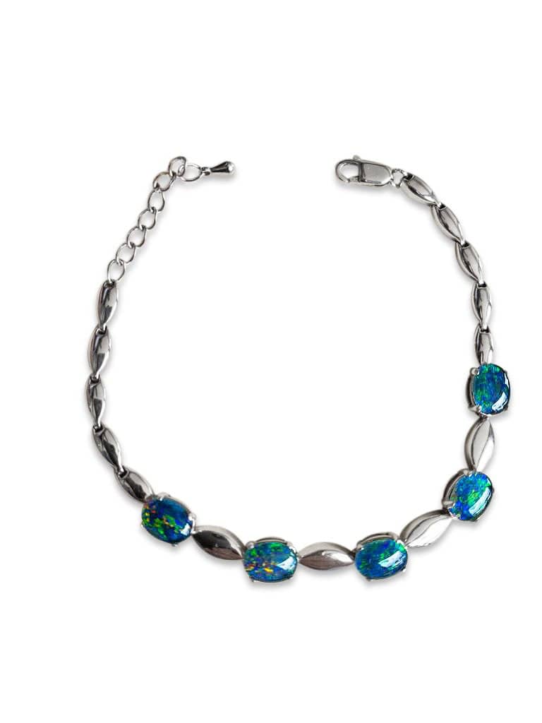 Australian Opal Triplets Bracelet set in sterling sliver - Masterpiece Jewellery Opal & Gems Sydney Australia | Online Shop