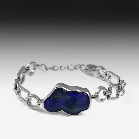 Sterling Silver Black Opal bracelet - Masterpiece Jewellery Opal & Gems Sydney Australia | Online Shop