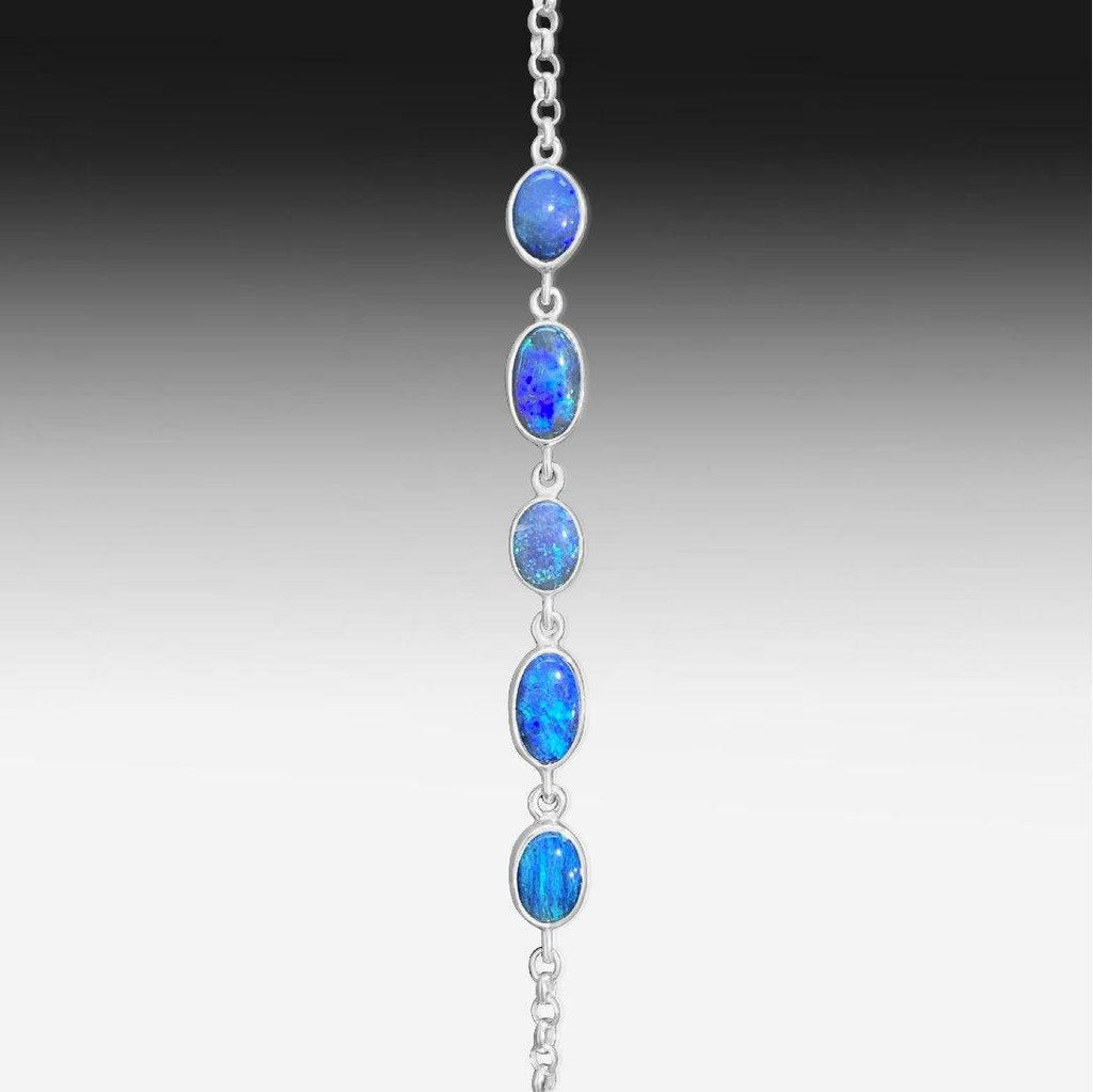 Sterling Silver Black Opal bracelet - Masterpiece Jewellery Opal & Gems Sydney Australia | Online Shop