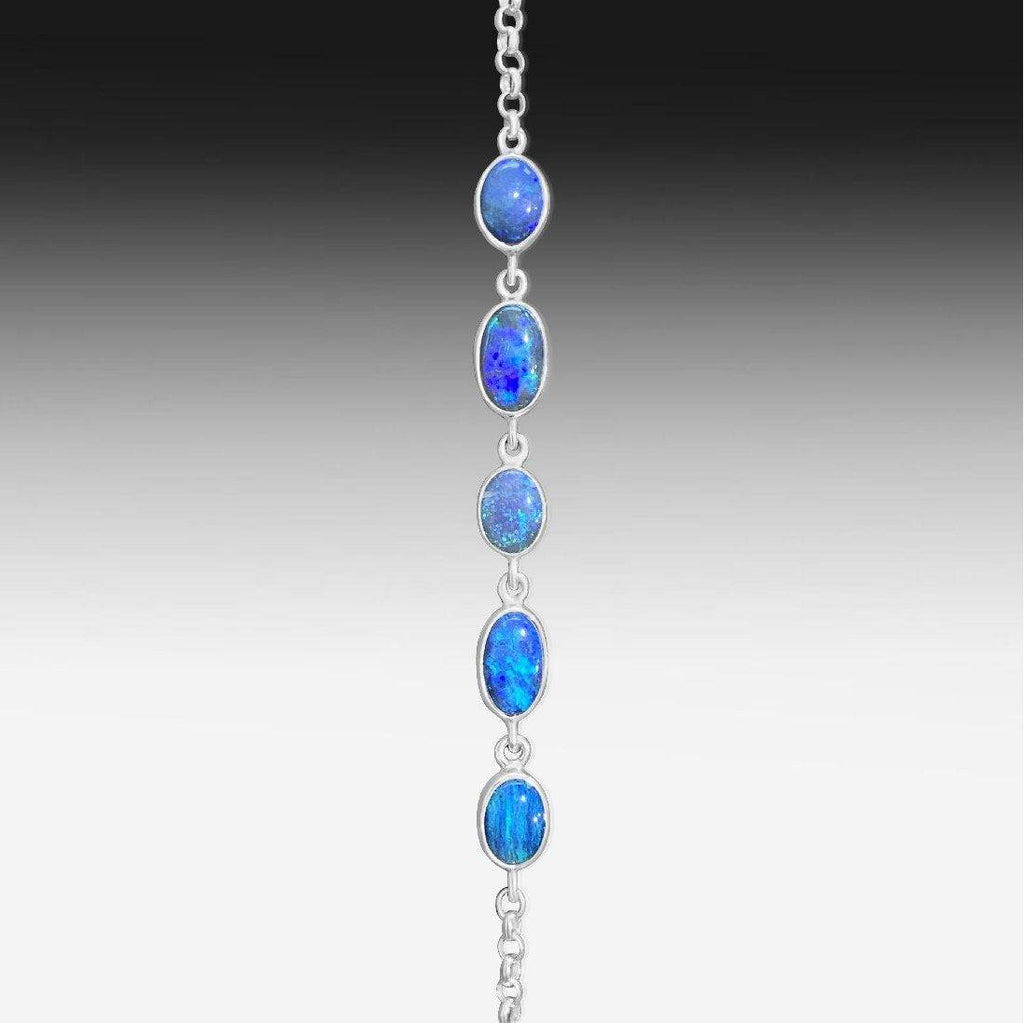 Sterling Silver Black Opal bracelet - Masterpiece Jewellery Opal & Gems Sydney Australia | Online Shop