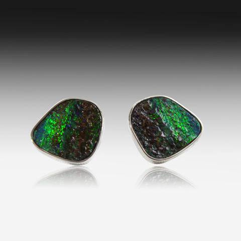 Sterling Silver Boulder Opal cufflinks - Masterpiece Jewellery Opal & Gems Sydney Australia | Online Shop