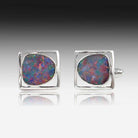 STERLING SILVER CUFFLINKS WITH OPAL - Masterpiece Jewellery Opal & Gems Sydney Australia | Online Shop
