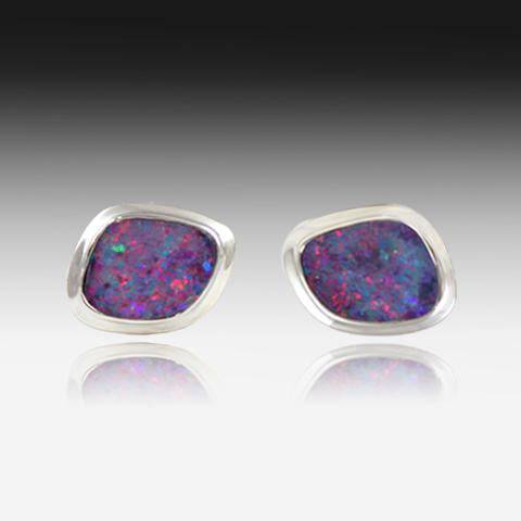 STERLING SILVER CUFFLINKS WITH OPAL - Masterpiece Jewellery Opal & Gems Sydney Australia | Online Shop