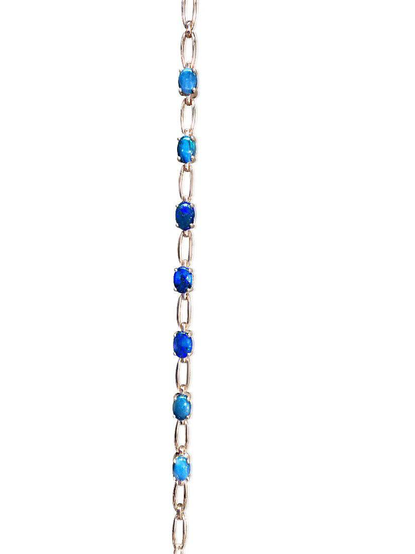 Sterling Sliver Rose Gold Plated Black Opal Bracelet - Masterpiece Jewellery Opal & Gems Sydney Australia | Online Shop