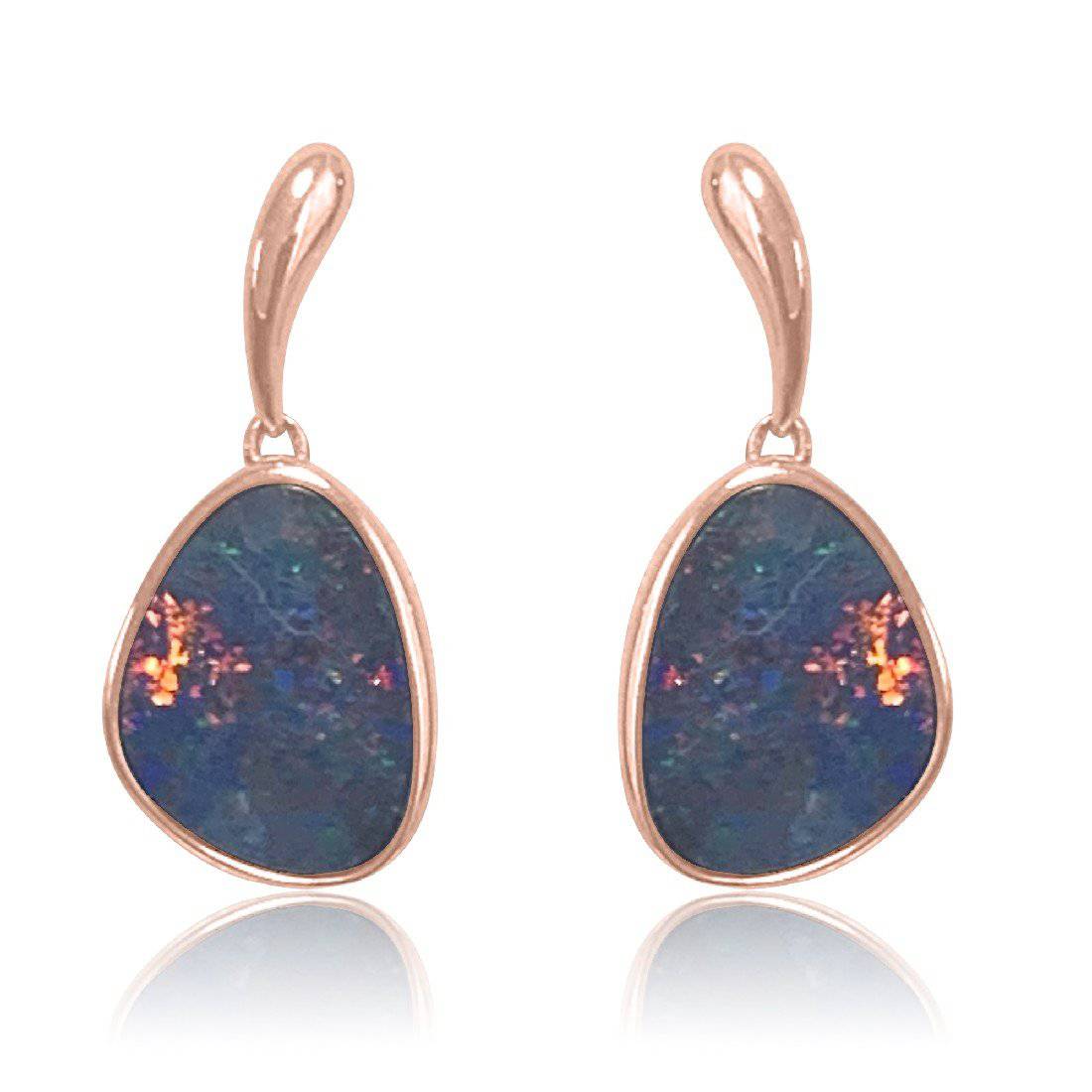 14kt Rose Gold Opal dangling earrings - Masterpiece Jewellery Opal & Gems Sydney Australia | Online Shop