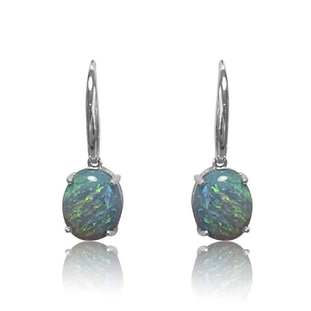 14kt White Gold Black Opal earrings - Masterpiece Jewellery Opal & Gems Sydney Australia | Online Shop