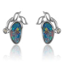 14kt WHite Gold Opal and Diamond earrings - Masterpiece Jewellery Opal & Gems Sydney Australia | Online Shop