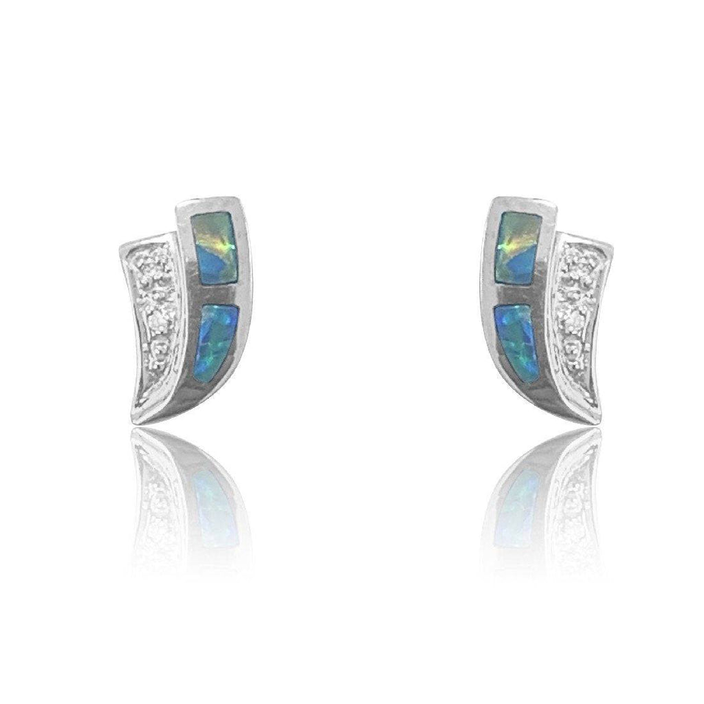 14kt White Gold Opal and diamond earrings - Masterpiece Jewellery Opal & Gems Sydney Australia | Online Shop